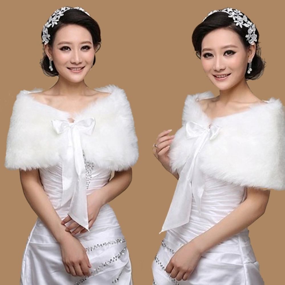 Jacket Winter Clothing - Winter Cape White Fur Shawl Wedding