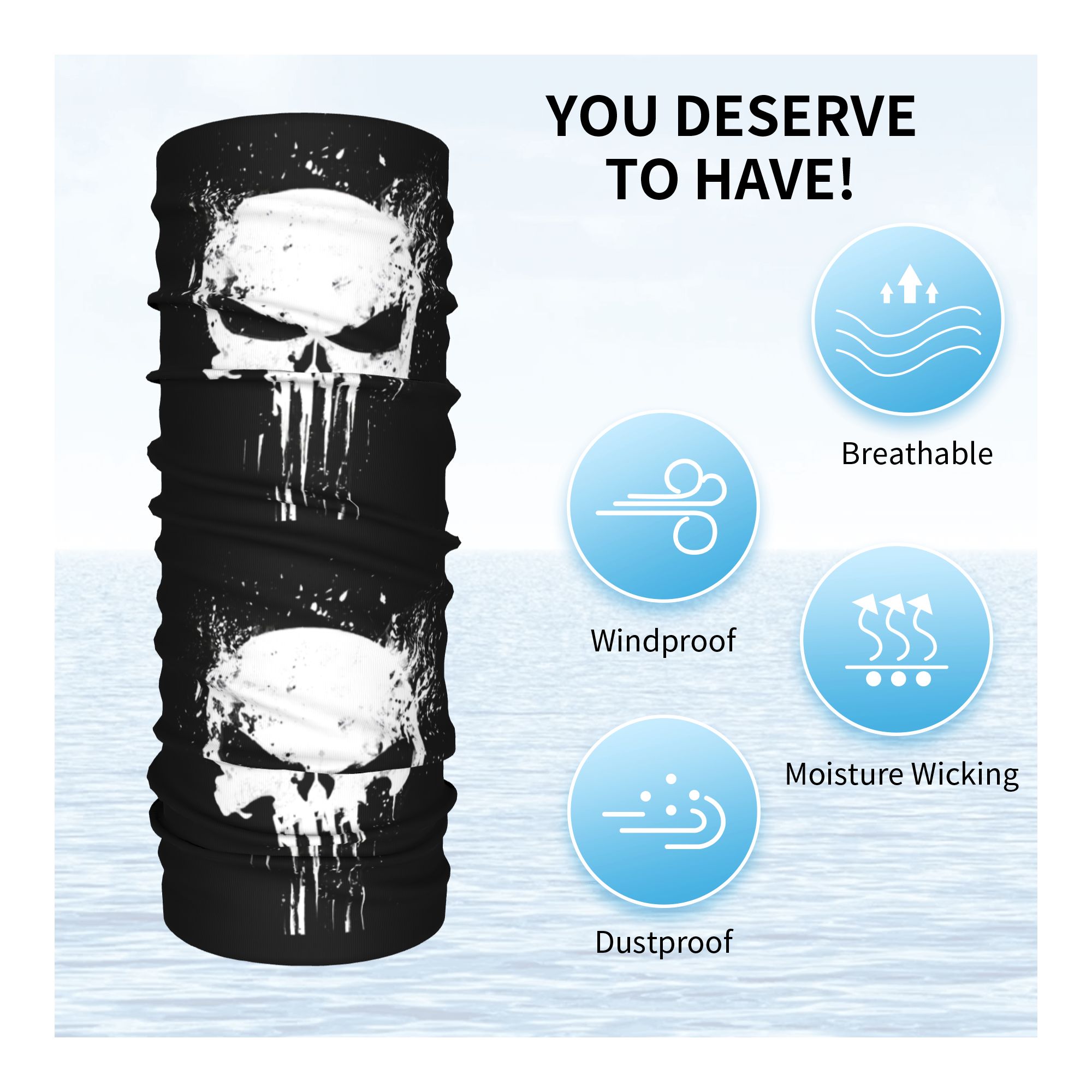 Custom Skeleton Skull Bandana  - مراجعة Neck Gaiter Fleece وسعره