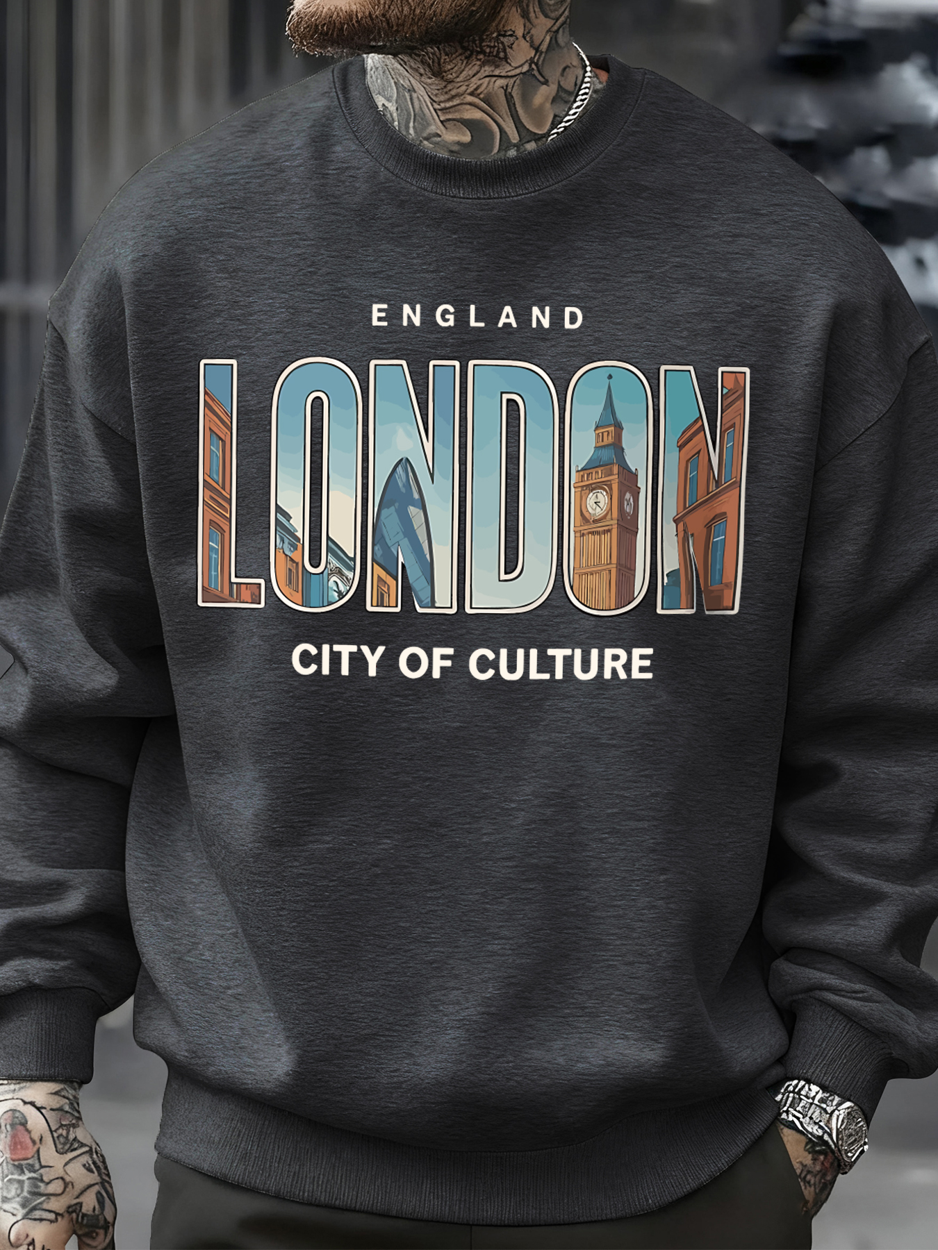 London City Pattern Sweatshirt - مراجعة Winter Clothing London وسعره