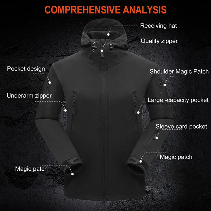 Outdoor Men Loose Tactical Hoo - مراجعة Windproof Jacket Softshell وسعره