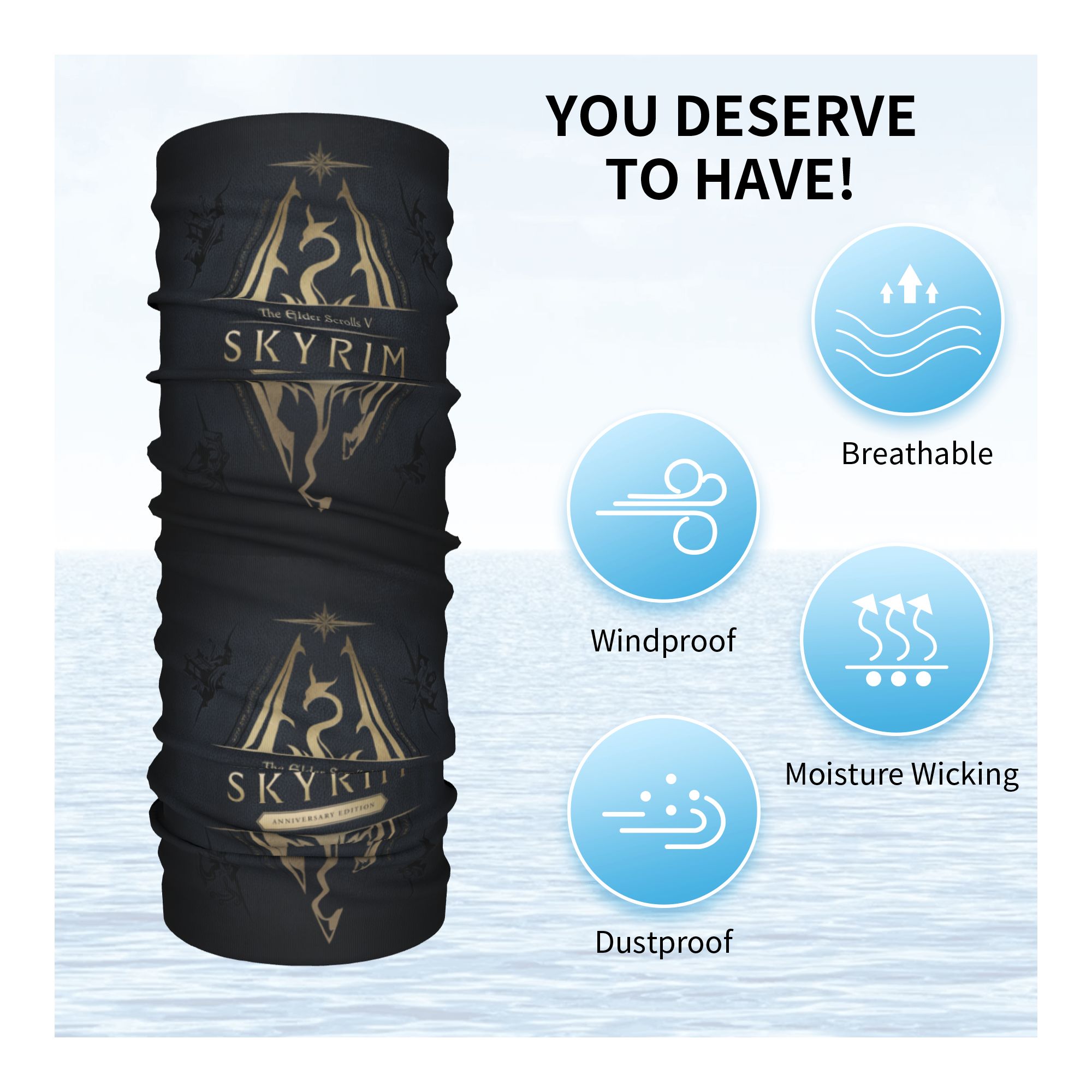 Custom Skyrim Logo Bandana Win - مراجعة Neck Gaiter Fleece وسعره