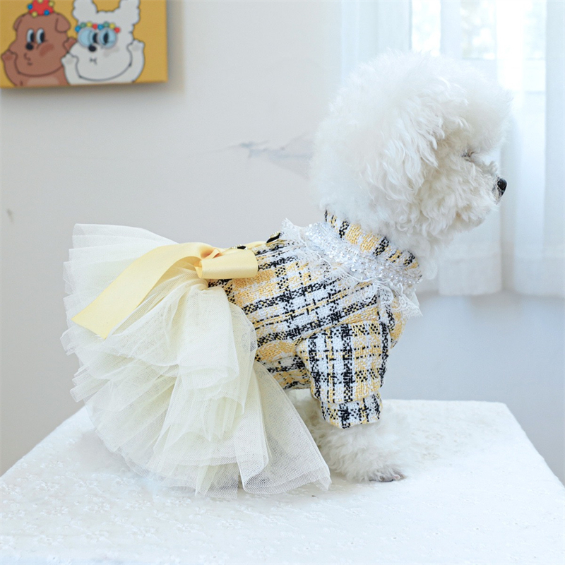 Yellow Ribbon Dresses for Dogs - مراجعة Yellow Winter Clothing وسعره