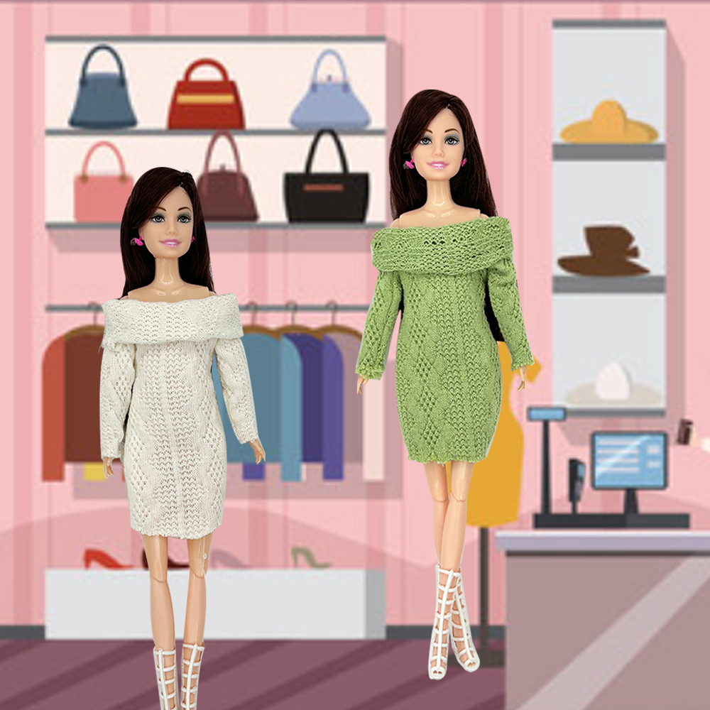 4PCS Fashion Sweater Dresses f - مراجعة Winter Clothing Game وسعره