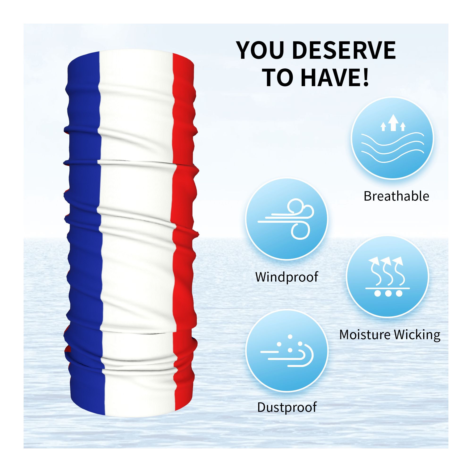 Custom French Flag France Band - مراجعة Neck Gaiter Fleece وسعره