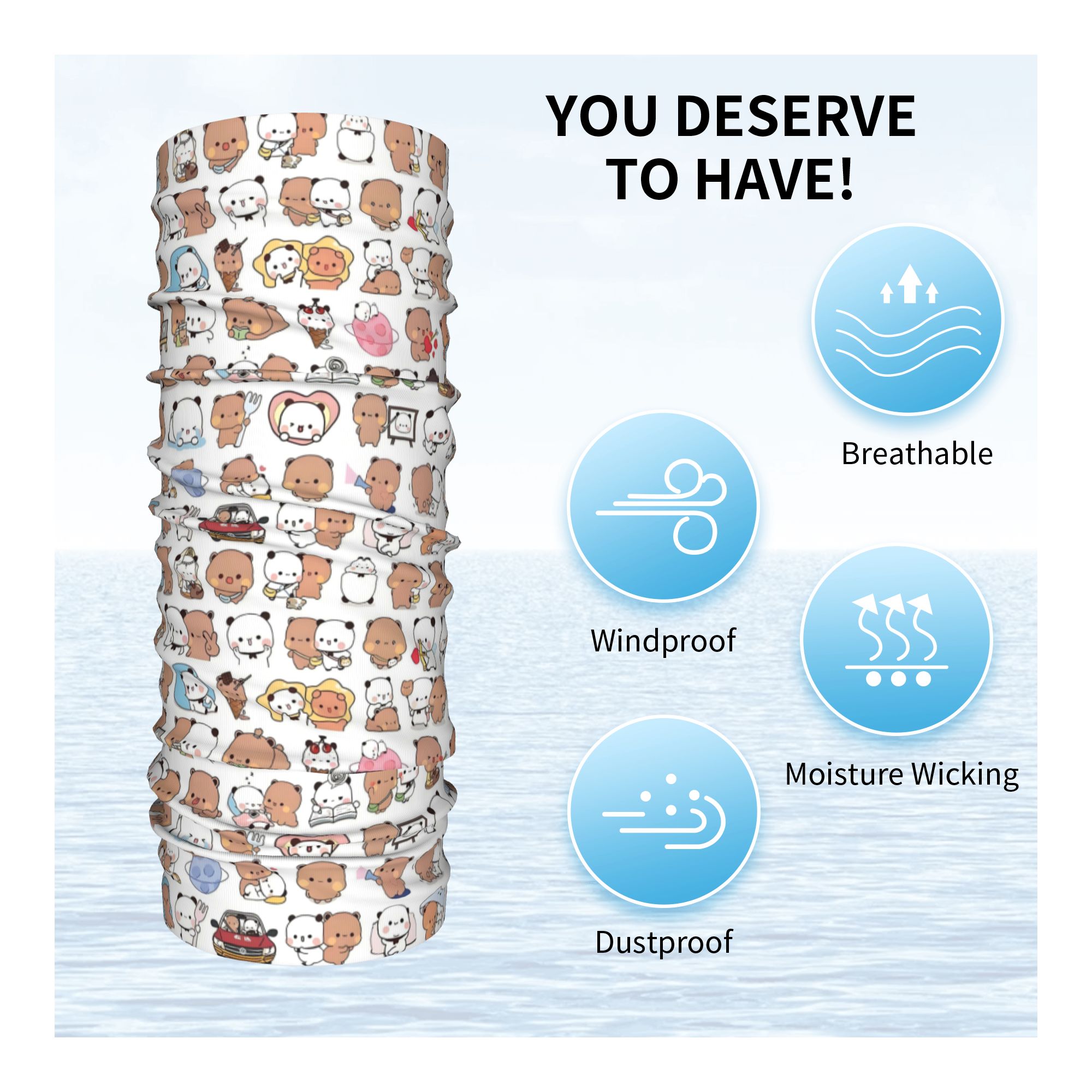 Custom Bear Cartoon Peach And  - مراجعة Neck Gaiter Fleece وسعره