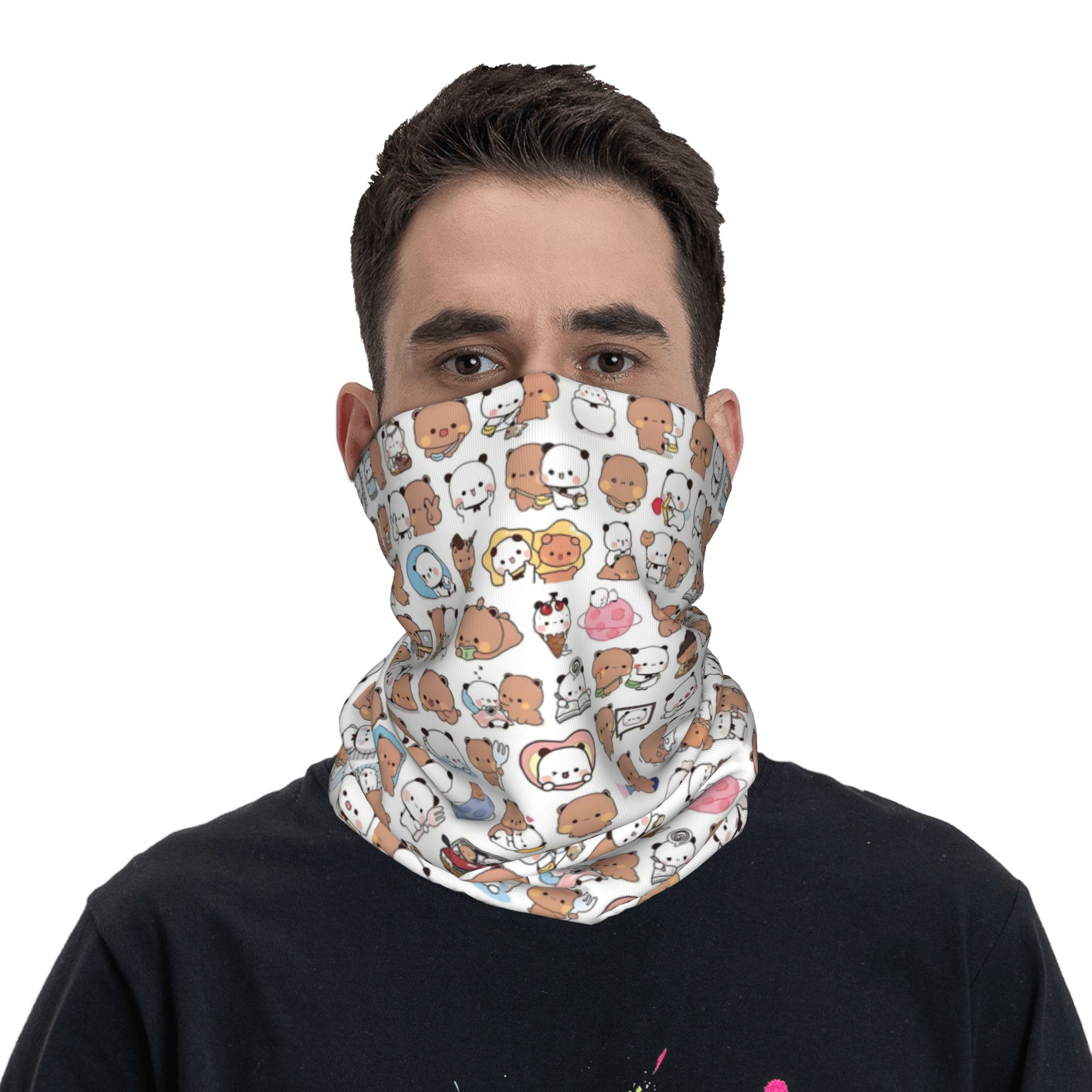 Custom Bear Cartoon Peach And  - مراجعة Neck Gaiter Fleece وسعره