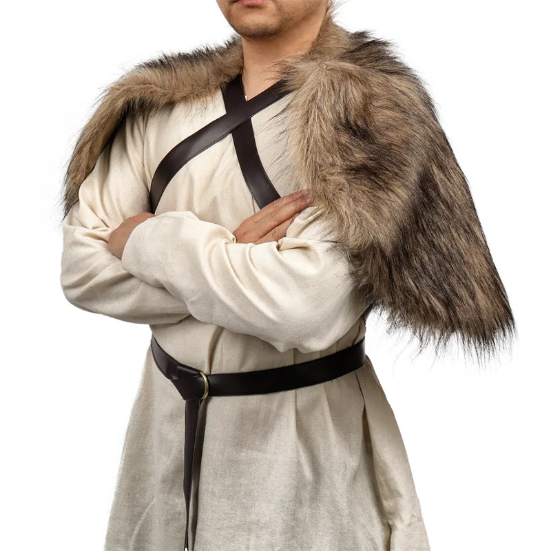 Viking Cloak Faux Fur Collar C - مراجعة Jacket Winter Clothing وسعره
