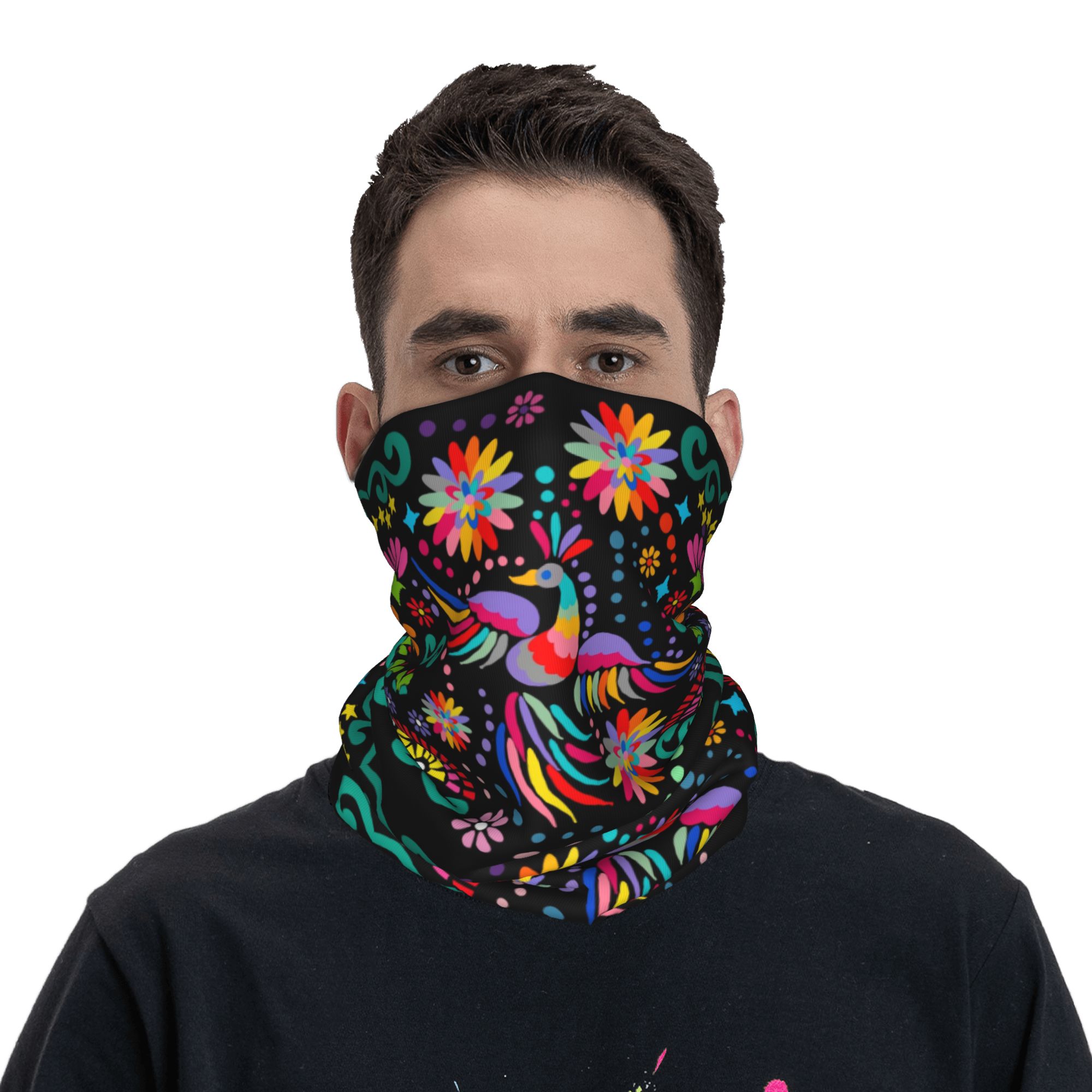 Custom Mexican Floral Flower T - مراجعة Neck Gaiter Fleece وسعره