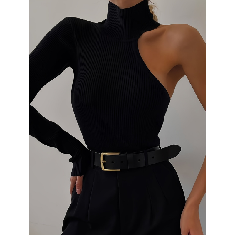 Solid Asymmetric One Shoulder  - مراجعة Winter Clothing Women'S وسعره