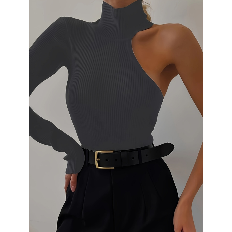 Solid Asymmetric One Shoulder  - مراجعة Winter Clothing Women'S وسعره