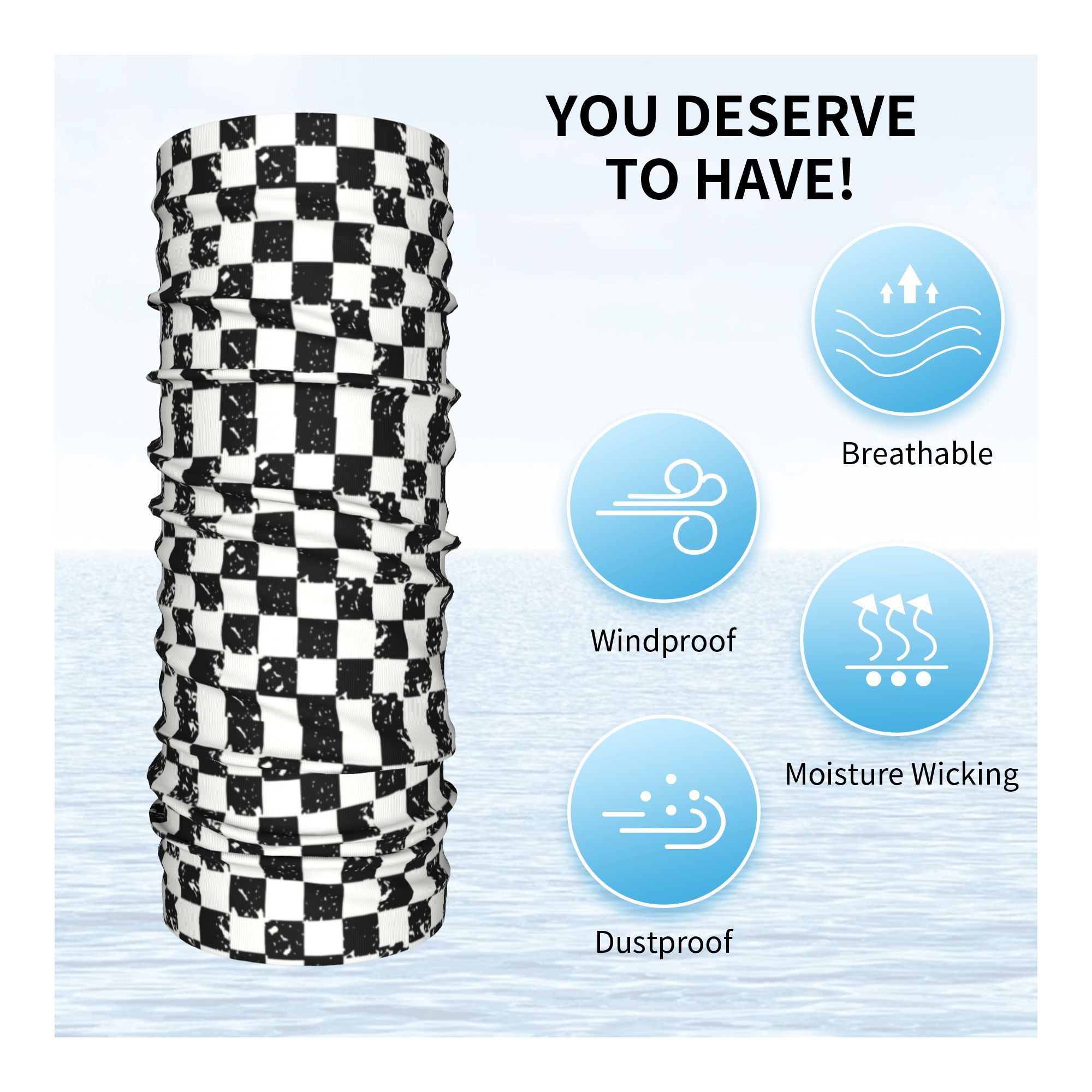 Custom Retro Checkered Flag Wi - مراجعة Neck Gaiter Fleece وسعره