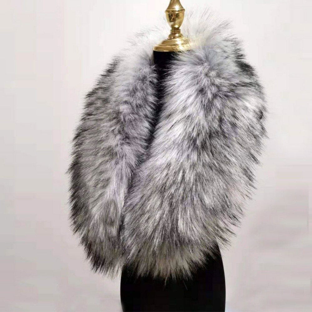 New 80cm Large Faux Fur Collar - مراجعة Winter Clothing Hoodie وسعره