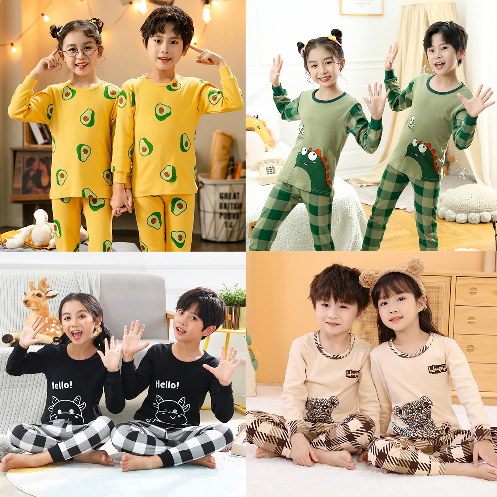 100 Cotton Boys Pajamas Sets F - مراجعة Yellow Winter Clothing وسعره